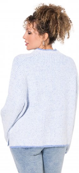 Ulla Popken Striped Wool Blend Turtleneck Sweater Sky Blue - Hoodies & Sweatshirts - 