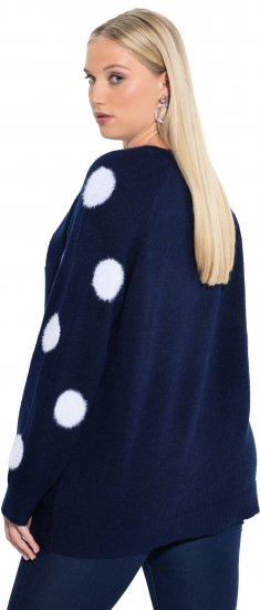 Ulla Popken Fluffy Polka Dot Sweater Ink Blue - Hoodies & Sweatshirts - 