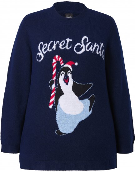 Ulla Popken Whimsical Holiday Sweater Navy - Hoodies & Sweatshirts - 