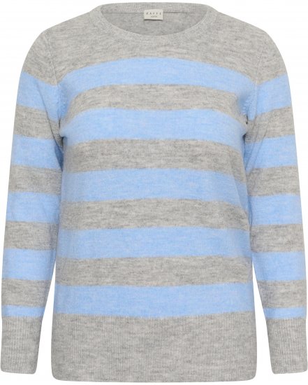 Kaffe Curve Niela Gestreifter Pullover Hellgrau/Blau - Pullover & Strickmode - 