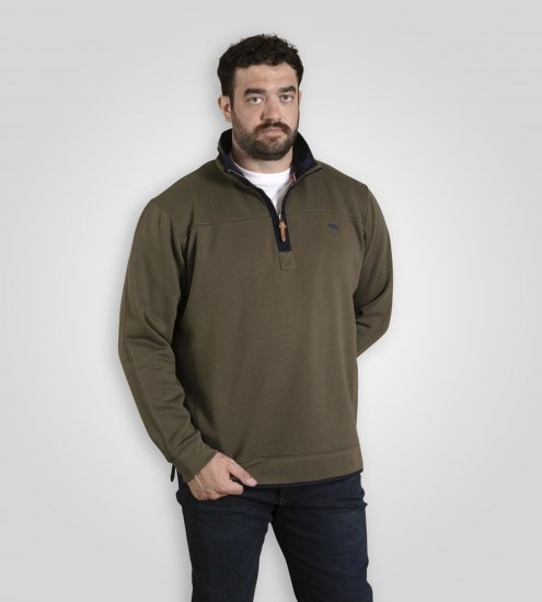 D555 Leicester 2 Quarter Neck Fleece Sweatshirt Khaki - Herren-sweater und -hoodies - Herren-Sweater und -Hoodies in großen Größen