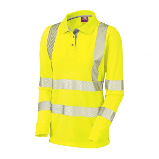 Leo Pollyfield EcoViz Performance+ Women's Sleeved Polo Shirt Yellow - Arbeitskleidung - 