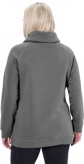 Ulla Popken Drawstring Collar Long Sleeve Sweatshirt Graphite Grey - Ulla Popken - 