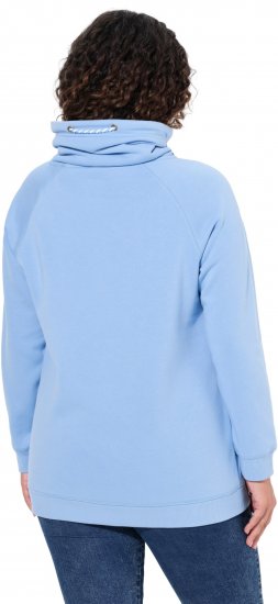 Ulla Popken Drawstring Collar Long Sleeve Sweatshirt Light Blue - Hoodies & Sweatshirts - 