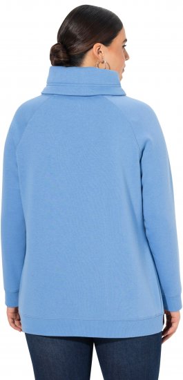Ulla Popken Drawstring Collar Long Sleeve Sweatshirt Light Cornflower - Hoodies & Sweatshirts - 