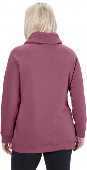 Ulla Popken Drawstring Collar Long Sleeve Sweatshirt Dark Rose - Hoodies & Sweatshirts - 