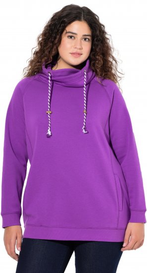 Ulla Popken Drawstring Collar Long Sleeve Sweatshirt Purple - Hoodies & Sweatshirts - 