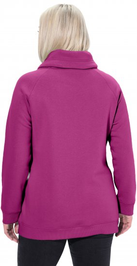 Ulla Popken Drawstring Collar Long Sleeve Sweatshirt Berry - Hoodies & Sweatshirts - 