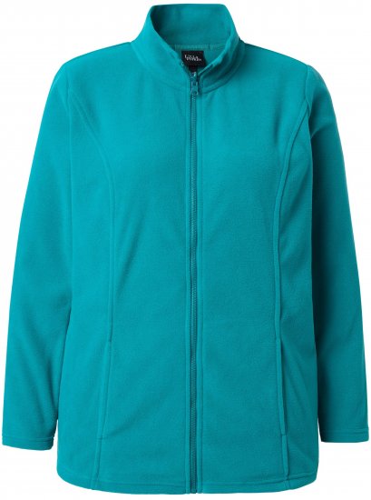 Ulla Popken Modular Fleece Zip Front Jacket Emerald - Hoodies & Sweatshirts - 