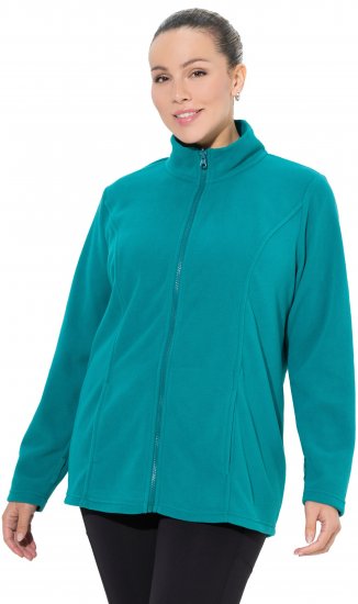 Ulla Popken Modular Fleece Zip Front Jacket Emerald - Hoodies & Sweatshirts - 