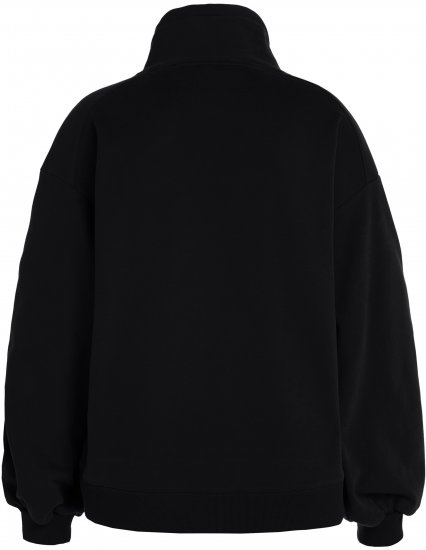 Ulla Popken Gathered Sleeve Oversized Fit Sweatshirt Black - Hoodies & Sweatshirts - 