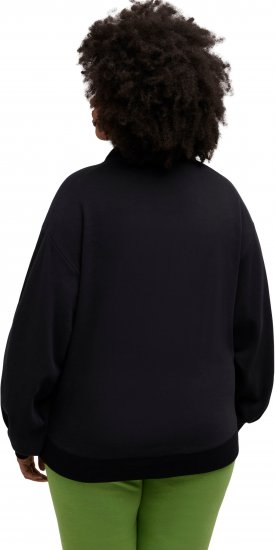 Ulla Popken Gathered Sleeve Oversized Fit Sweatshirt Black - Hoodies & Sweatshirts - 