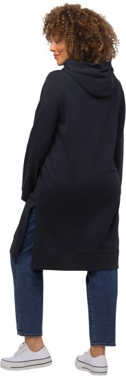 Ulla Popken Extra Long Abstract Graphic Hoodie Navy - Hoodies & Sweatshirts - 