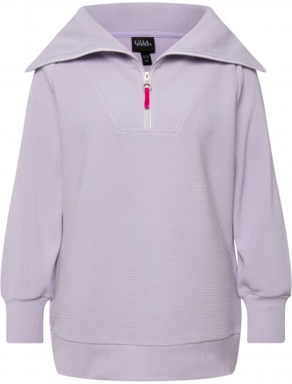 Ulla Popken Long Sleeve Troyer Collar Sweatshirt Pastel Lilac - Hoodies & Sweatshirts - 