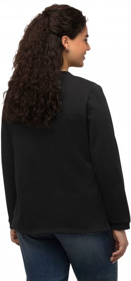 Ulla Popken Flock Print Long Sleeve Crew Neck Sweatshirt Black - Hoodies & Sweatshirts - 