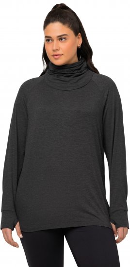 Ulla Popken Sweatshirt with Gaiter Black - Hoodies & Sweatshirts - 