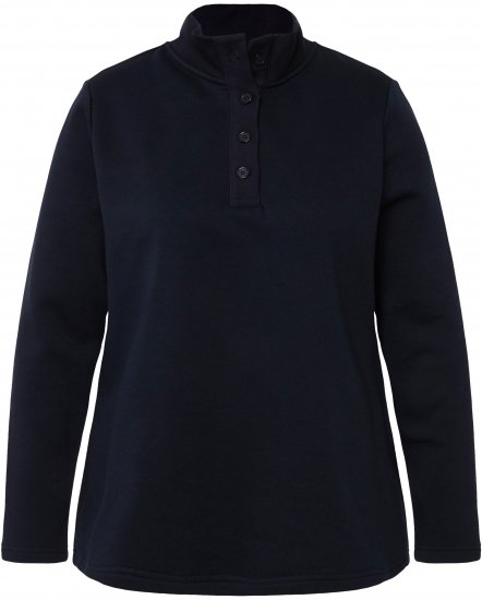 Ulla Popken Collared Long Sleeve Sweatshirt Navy - Hoodies & Sweatshirts - 