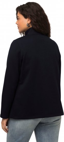 Ulla Popken Collared Long Sleeve Sweatshirt Navy - Hoodies & Sweatshirts - 