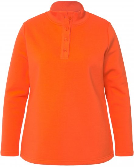 Ulla Popken Collared Long Sleeve Sweatshirt Tangerine - Hoodies & Sweatshirts - 