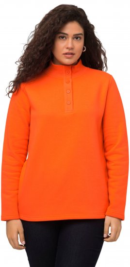 Ulla Popken Collared Long Sleeve Sweatshirt Tangerine - Hoodies & Sweatshirts - 