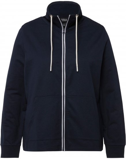Ulla Popken Contrast Color Zip Up Sweatshirt Navy - Hoodies & Sweatshirts - 