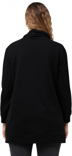 Ulla Popken GLOW Lettered Collared Sweatshirt Black - Hoodies & Sweatshirts - 
