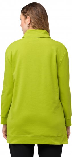 Ulla Popken GLOW Lettered Collared Sweatshirt Apple Green - Hoodies & Sweatshirts - 