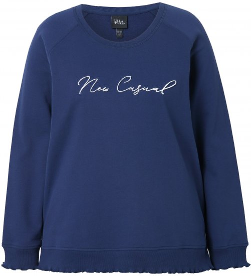 Ulla Popken NEW CASUAL Ruffled Hem Sweatshirt Navy - Hoodies & Sweatshirts - 