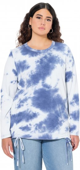Ulla Popken Tie Dye Gathered Sweatshirt Atlantic Blue - Hoodies & Sweatshirts - 
