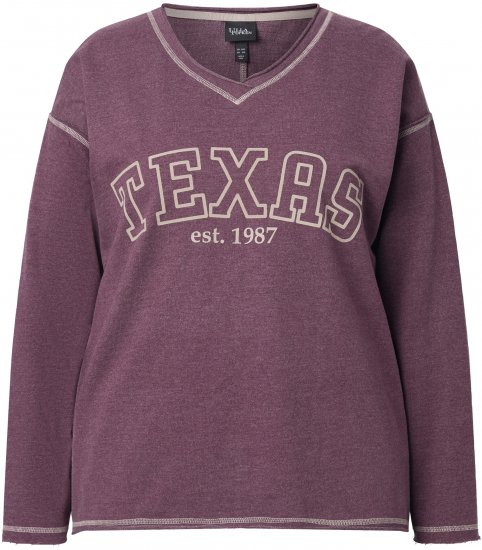 Ulla Popken Texas Contrast Stitching Sweatshirt Dark Ruby - Hoodies & Sweatshirts - 