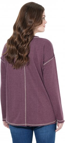 Ulla Popken Texas Contrast Stitching Sweatshirt Dark Ruby - Hoodies & Sweatshirts - 