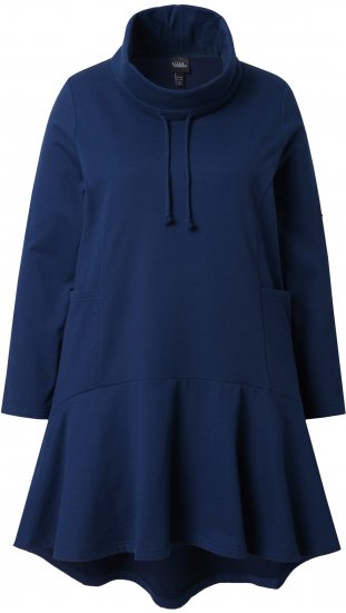 Ulla Popken Flounce Panel Long Sleeve Sweatshirt Dress Navy - Hoodies & Sweatshirts - 