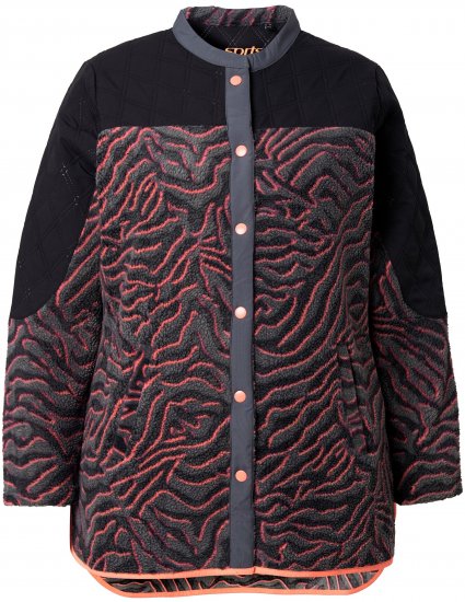 Ulla Popken Neon Tiger Stripe Jacket Black - Hoodies & Sweatshirts - 