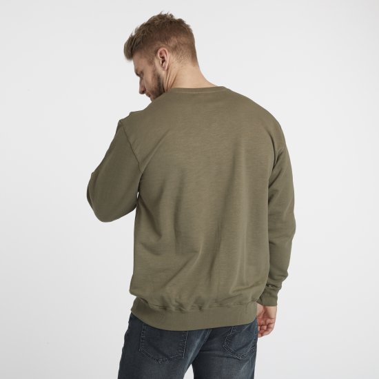 North Latitude Denim Logo Sweatshirt Dusty Olive Green TALL - TALL sweatshirts - TALL Sweatshirts mit Extralänge