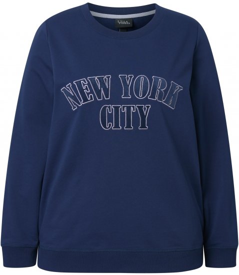 Ulla Popken NYC Embroidered Long Sleeve Sweatshirt Ink Blue - Hoodies & Sweatshirts - 