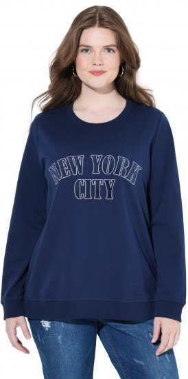 Ulla Popken NYC Embroidered Long Sleeve Sweatshirt Ink Blue - Hoodies & Sweatshirts - 