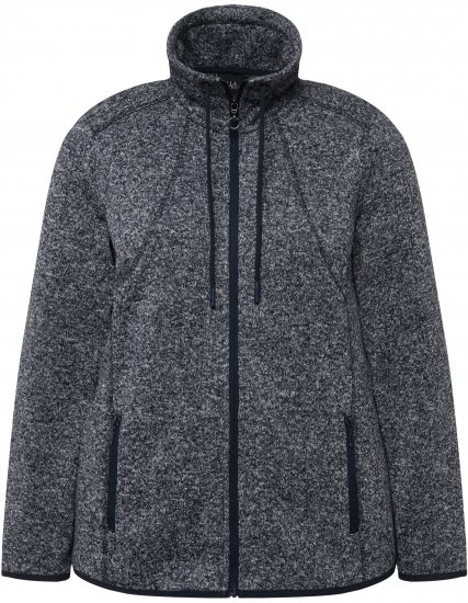 Ulla Popken Heather Knit Fleece Jacket Navy - Hoodies & Sweatshirts - 
