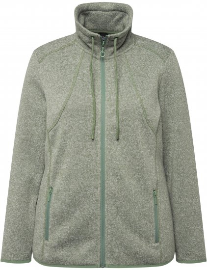 Ulla Popken Heather Knit Fleece Jacket Mint Green - Hoodies & Sweatshirts - 