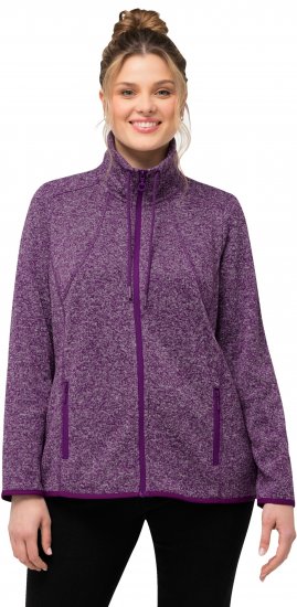 Ulla Popken Heather Knit Fleece Jacket Dark Purple - Hoodies & Sweatshirts - 