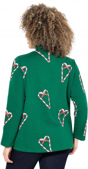 Ulla Popken Candy Cane Graphic Sweatshirt Meadow Green - Hoodies & Sweatshirts - 