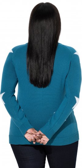 Ulla Popken Glitter Stars Soft Knit Sweater Petrol - Hoodies & Sweatshirts - 