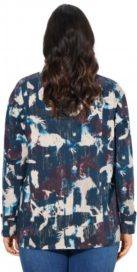 Ulla Popken Horse Print Long Sleeve Sweatshirt Navy - Hoodies & Sweatshirts - 