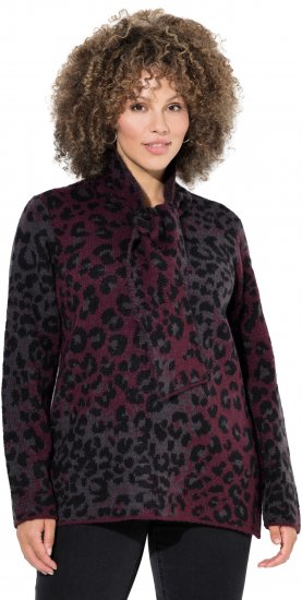 Ulla Popken Leopard Print Scarf Sweater Dark Wine Red - Hoodies & Sweatshirts - 