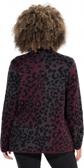 Ulla Popken Leopard Print Scarf Sweater Dark Wine Red - Hoodies & Sweatshirts - 
