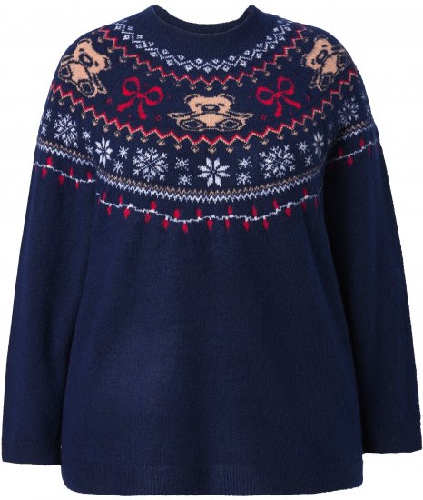 Ulla Popken Norwegian Style Christmas Sweater Blue - Hoodies & Sweatshirts - 