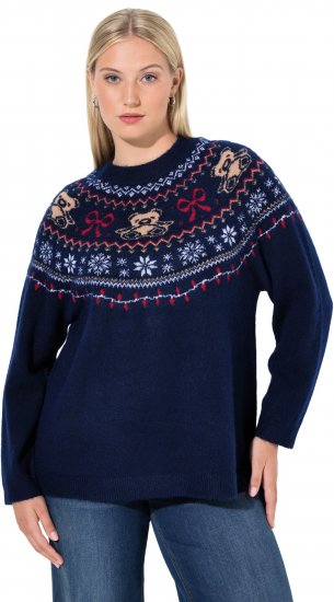 Ulla Popken Norwegian Style Christmas Sweater Blue - Hoodies & Sweatshirts - 