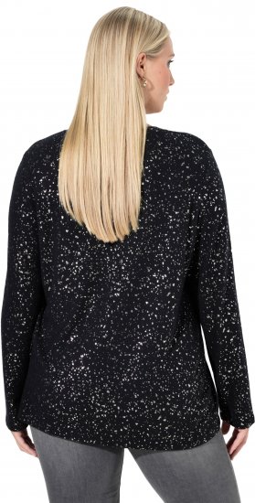 Ulla Popken Metallic Print Extra Soft Christmas Sweatshirt Black - Hoodies & Sweatshirts - 