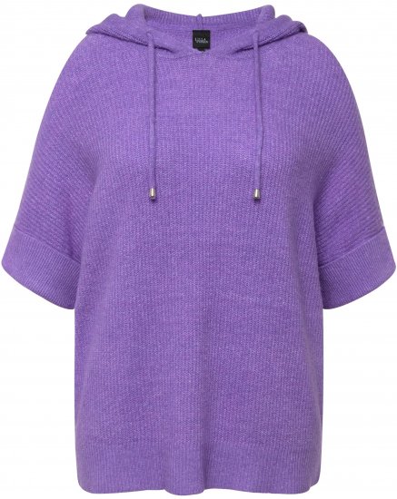 Ulla Popken Fuzzy Knit Short Sleeve Hoodie Pale Lilac - Hoodies & Sweatshirts - 