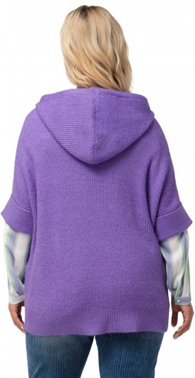 Ulla Popken Fuzzy Knit Short Sleeve Hoodie Pale Lilac - Hoodies & Sweatshirts - 