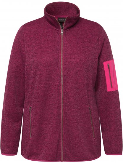 Ulla Popken Knit Fleece-Lined Zippered Jacket Fuchsia Pink - Hoodies & Sweatshirts - 